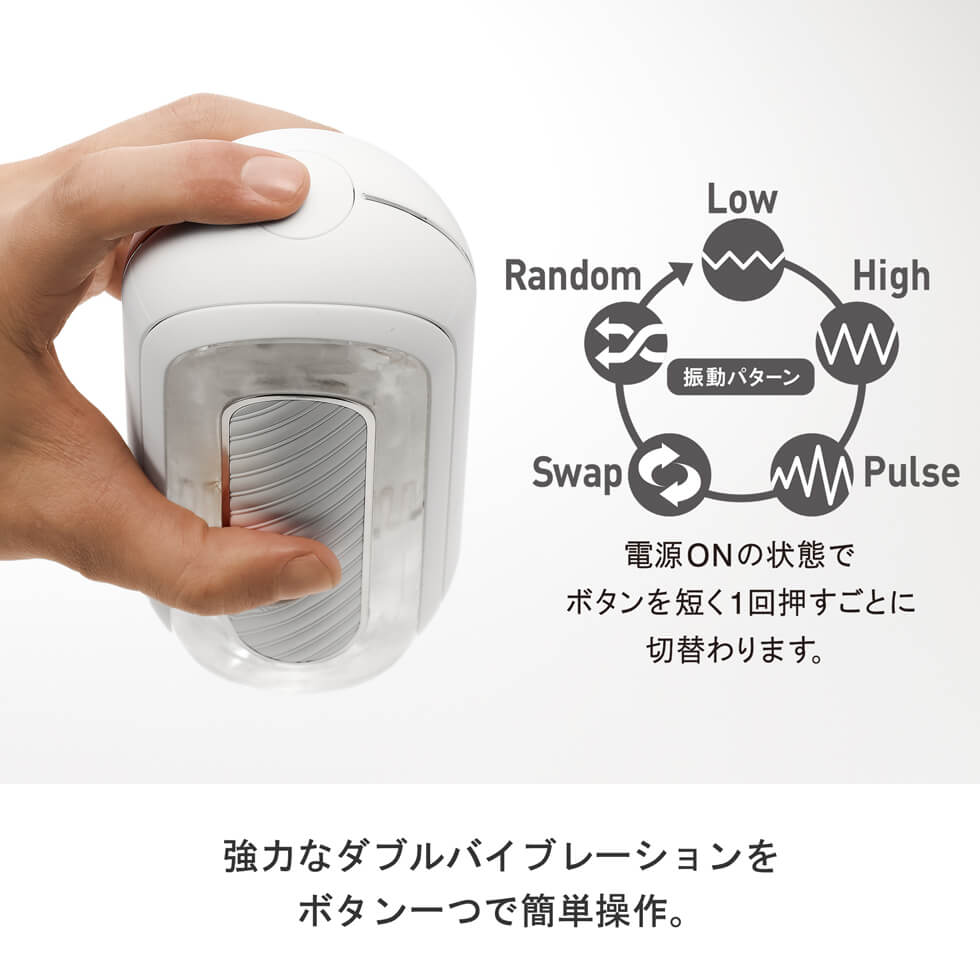 Press the button on the Slide Arms to cycle through modes. Enjoy strong, rumbling vibrations with a simple button press.