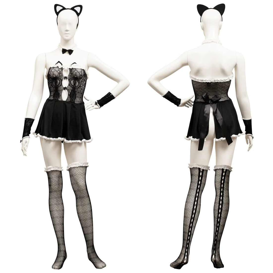 SECRET ROSE Fishnet Cat Dress Set Japan Version